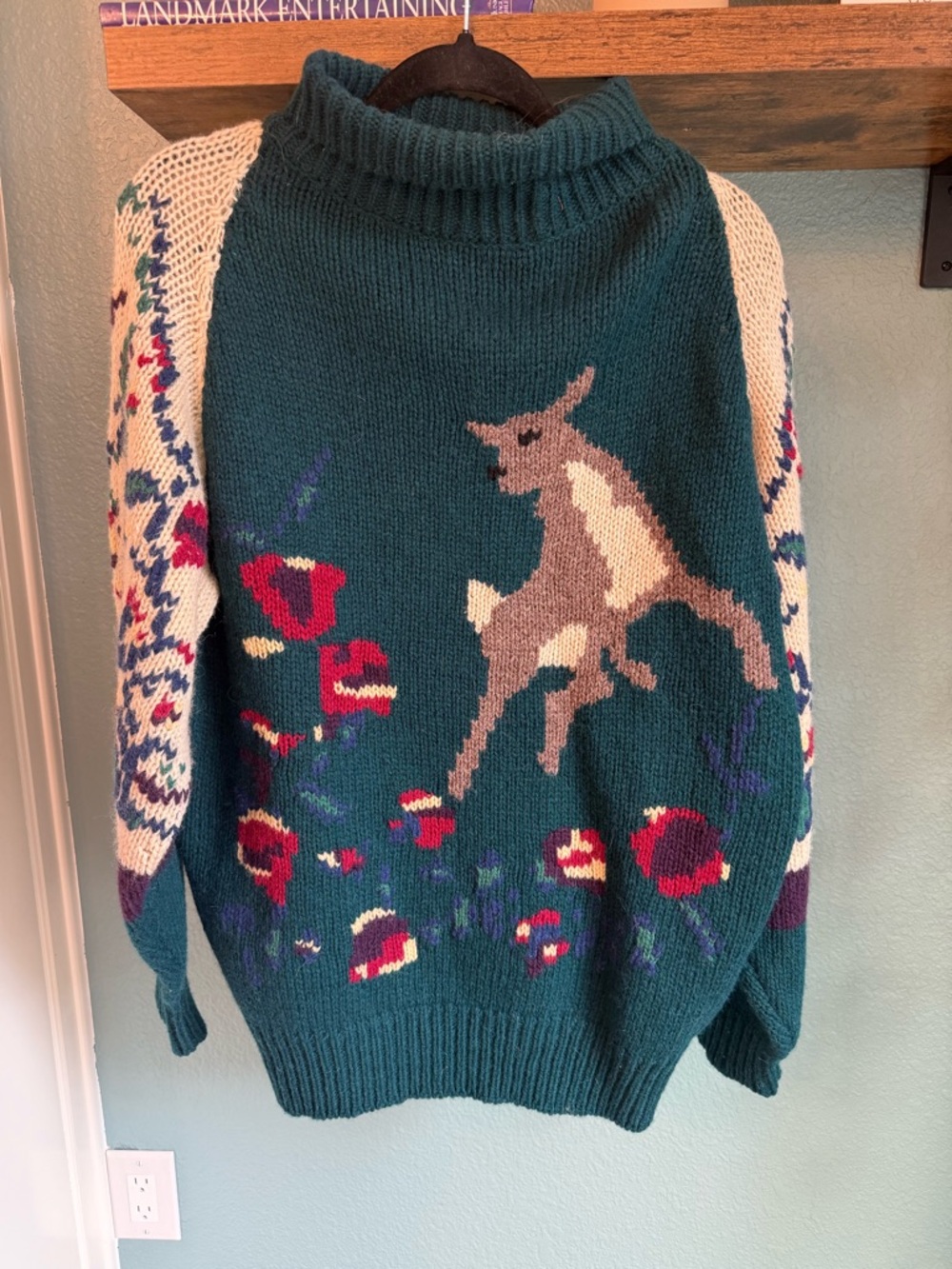 Vintage The Eagle’s Eye 100% Shetland Wool Deer Sweater Woodland Cottagecore